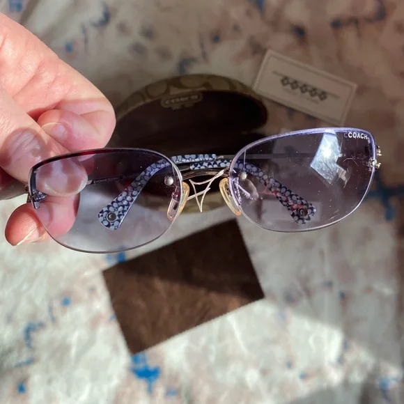 Coach Evonne S338A Gunmetal Sunglasses w/ Butterfly Rhinestones & Clamshell New - Picture 16 of 17